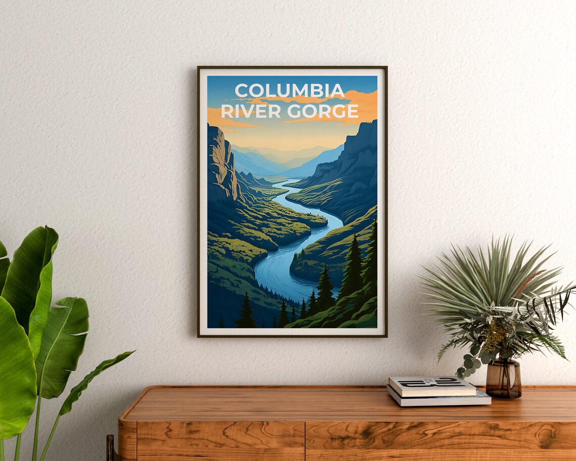 Columbia River Gorge Hiking Nature Landscape Art Print - Image 3