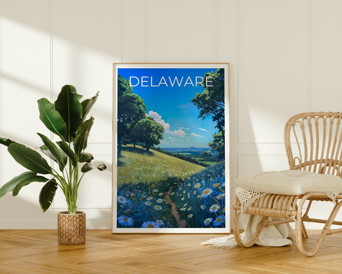 Delaware Travel Poster, Floral Nature Art Print - Image 2