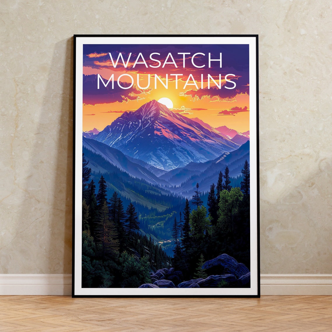 Wasatch Mountains Utah Sunset Peak Sun Summit Pine Valley View Poster
