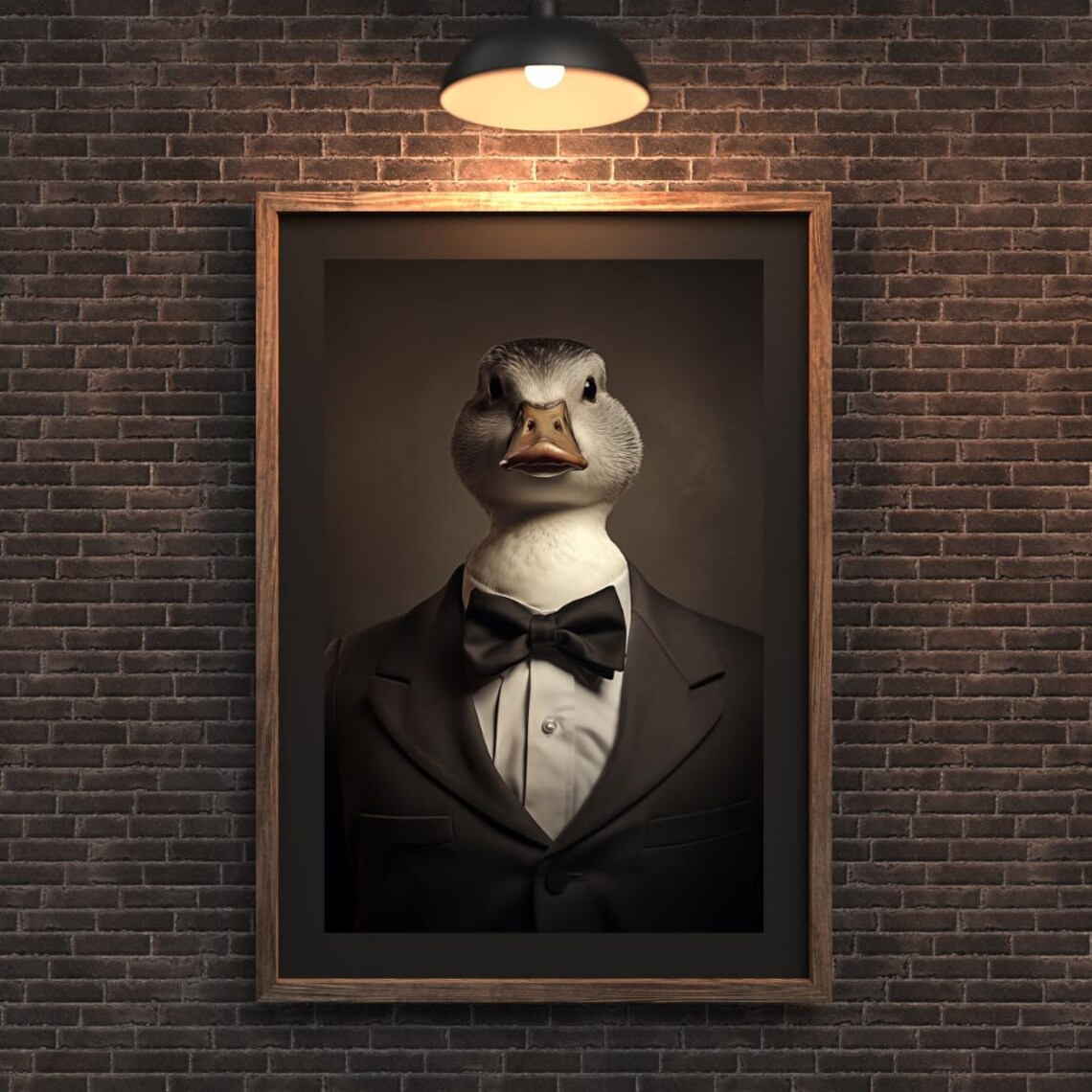White Duck Black Bowtie Tuxedo Portrait Funny Animal Wall Art