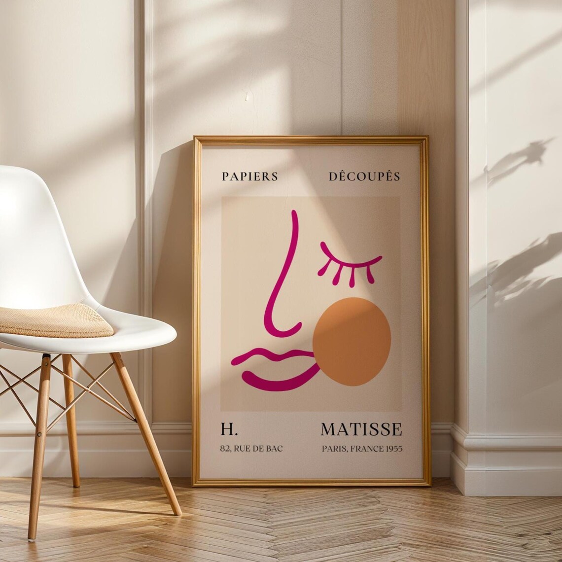 Matisse Style Abstract Face Print Pink Line Art Modern Minimalist Decor