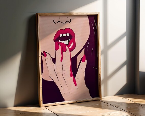 Vampire Lips Fang Pop Art Dark Romantic Gothic Bedroom Poster