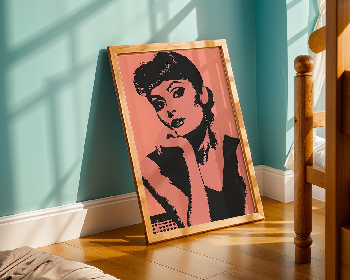 Pink Pop Art Glamour Woman Silhouette Portrait Retro Hollywood Style Poster