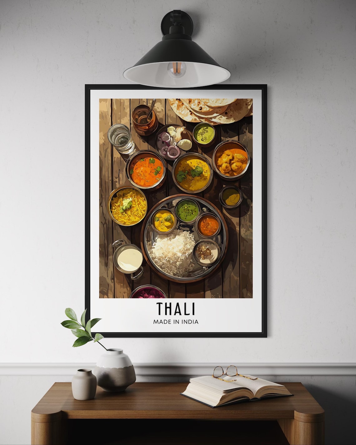 Thali Food Poster, Curry Platter Cuisine Decor