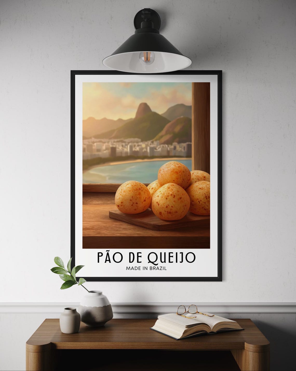 Pao de Queijo Made in Brazil Cheese Bread with Rio View Poster