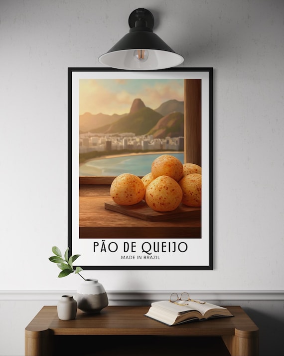 Pao de Queijo Made in Brazil Cheese Bread with Rio View Poster