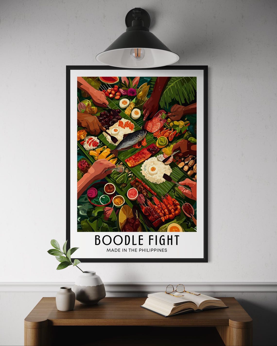 Filipino Boodle Fight Kamayan Banana Leaf Feast Food Art Poster