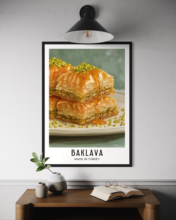 Baklava Turkish Dessert Poster Traditional Sweet Pastry Wall Art Kitchen Decor Middle Eastern Food Print Turkey