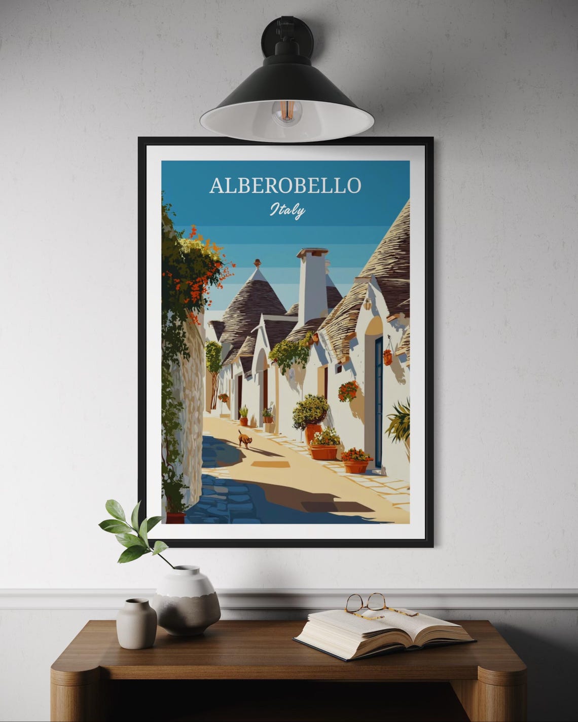 Alberobello Italy Trulli Street Whitewashed Houses Puglia Poster