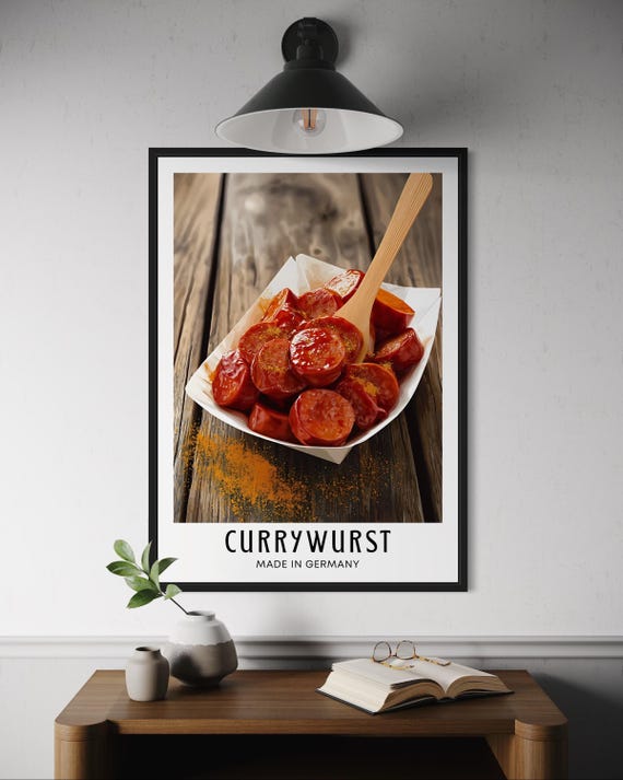 Currywurst Poster German Street Food Wall Art Traditional Sausage With Curry Sauce Print Berlin Snack Kitchen Decor Germany
