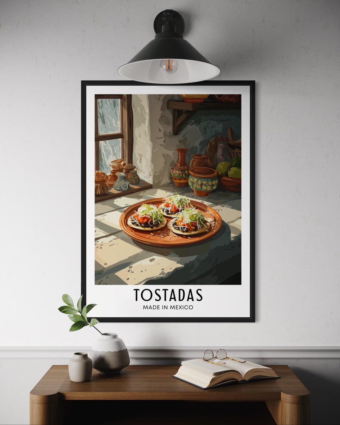Warm Tostadas Made in Mexico Plate Kitchen Scene Food Art Poster