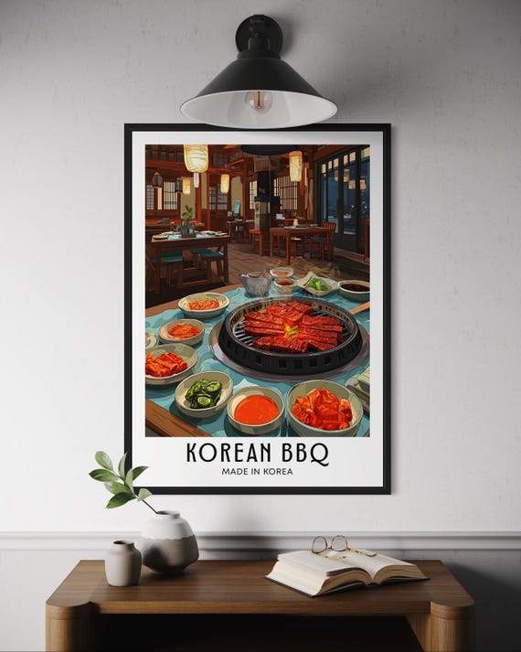 Korean Bbq Poster Korea Barbecue Wall Art Asian Food Print Cuisine Kitchen Decor Kbbq Restaurant Artwork Southeast Asia