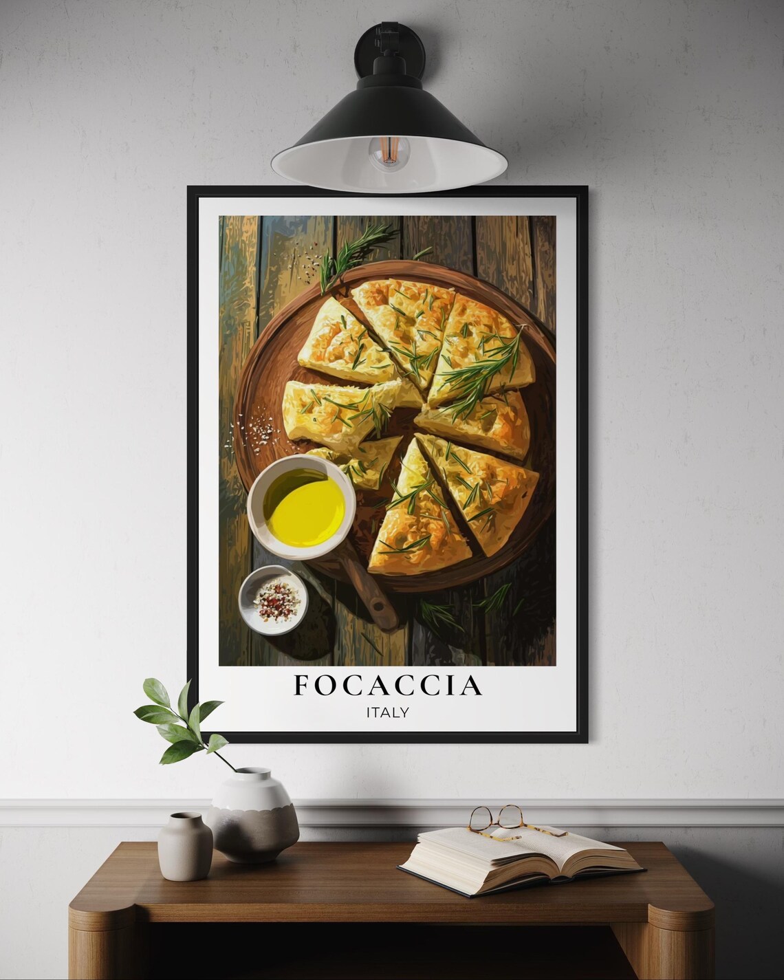 Focaccia Italy Rosemary Olive Oil Rustic Italian Kitchen Wall Art