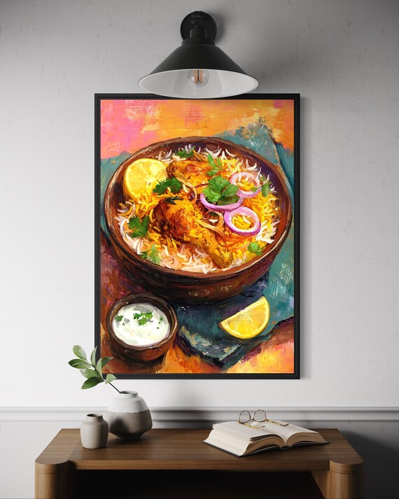 Biryani Poster Curry Rice Dish Wall Art Painterly Food Illustration Kitchen Decor India Cuisine Print South Asia Foodie Gift