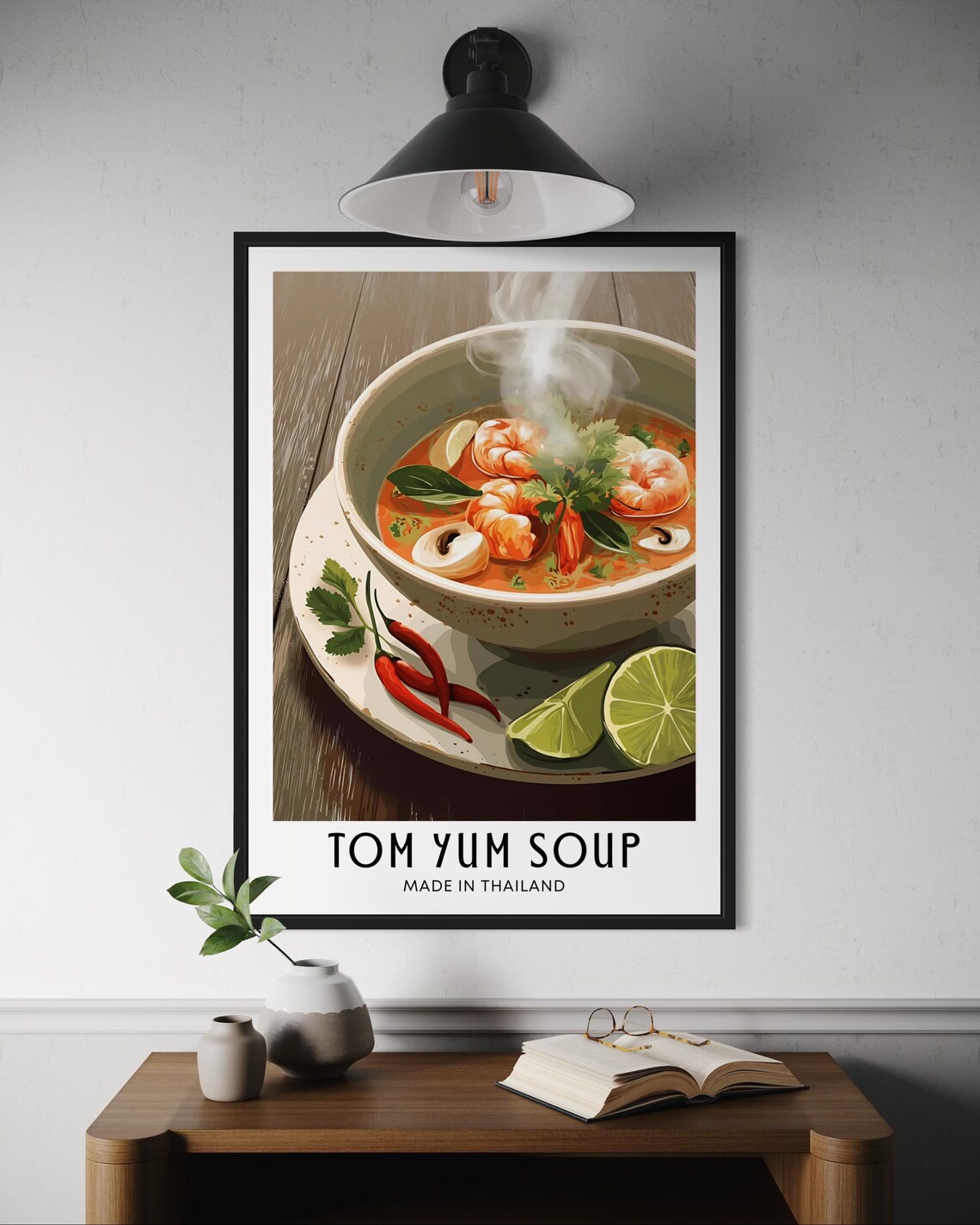 Tom Yum Soup Thailand Spicy Shrimp Soup Steaming Bowl Food Art Print