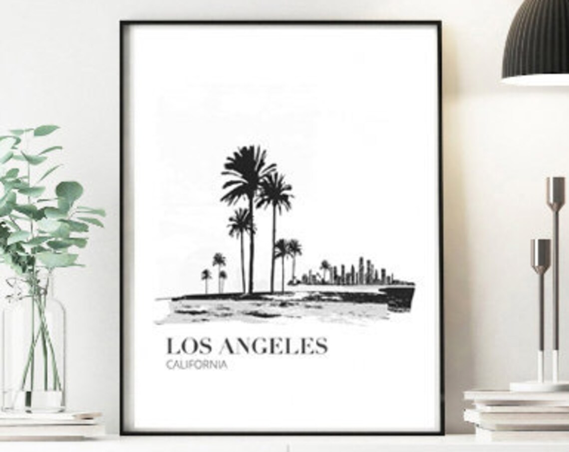 Los Angeles Retro Travel Poster, California Wall Art