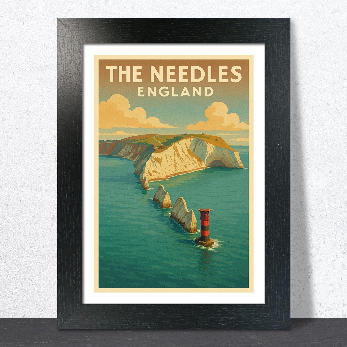 The Needles Isle of Wight England Retro Vintage Travel Poster
