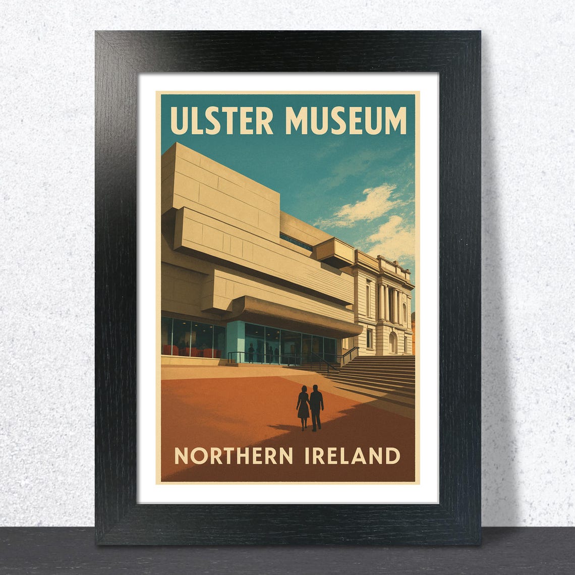 Ulster Museum Belfast Northern Ireland Vintage Travel Building Poster