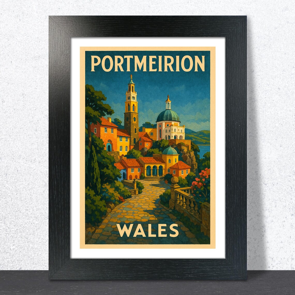 Portmeirion Wales Village Retro Vintage Travel Poster Art Decor