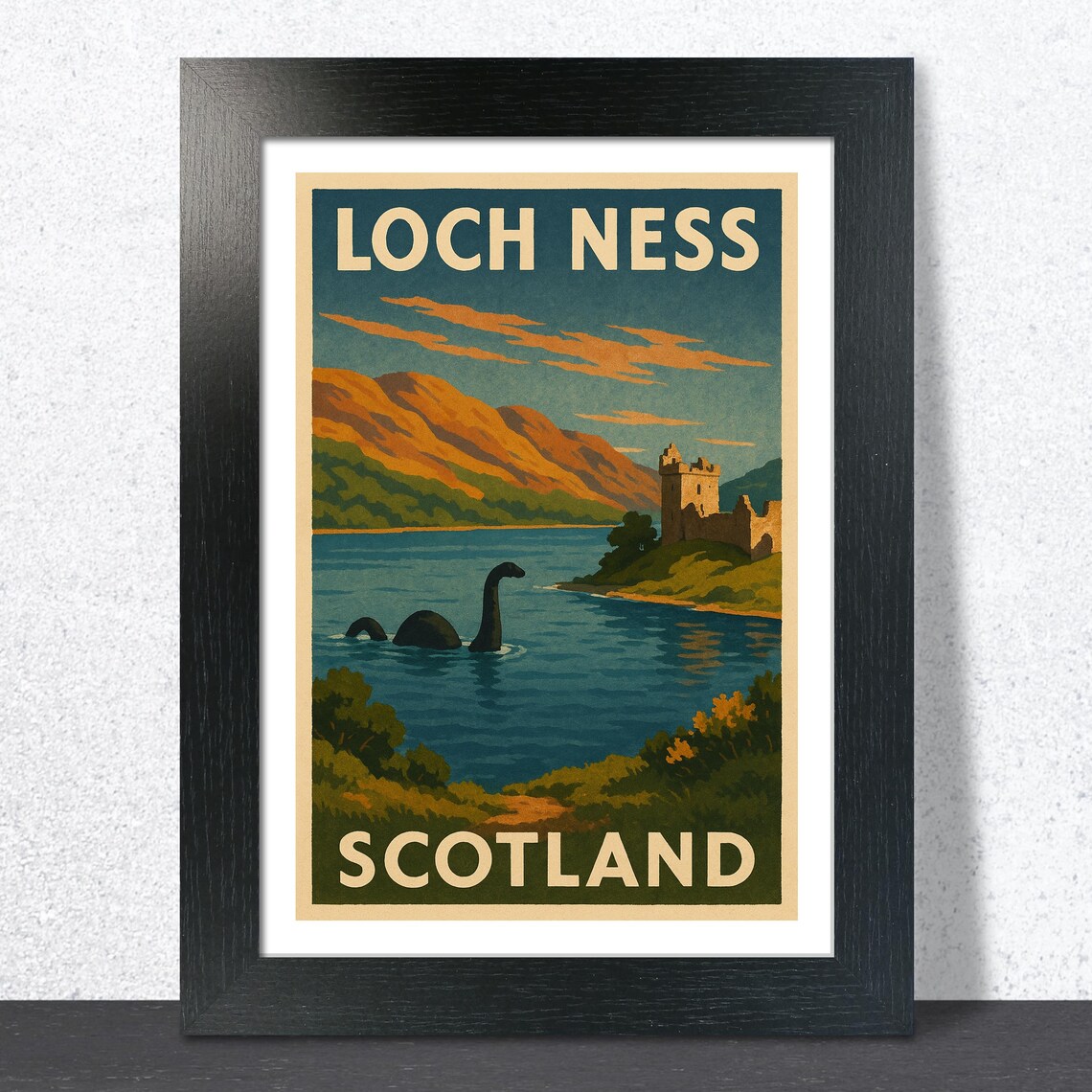 Loch Ness Scotland Vintage Travel Poster Art Print