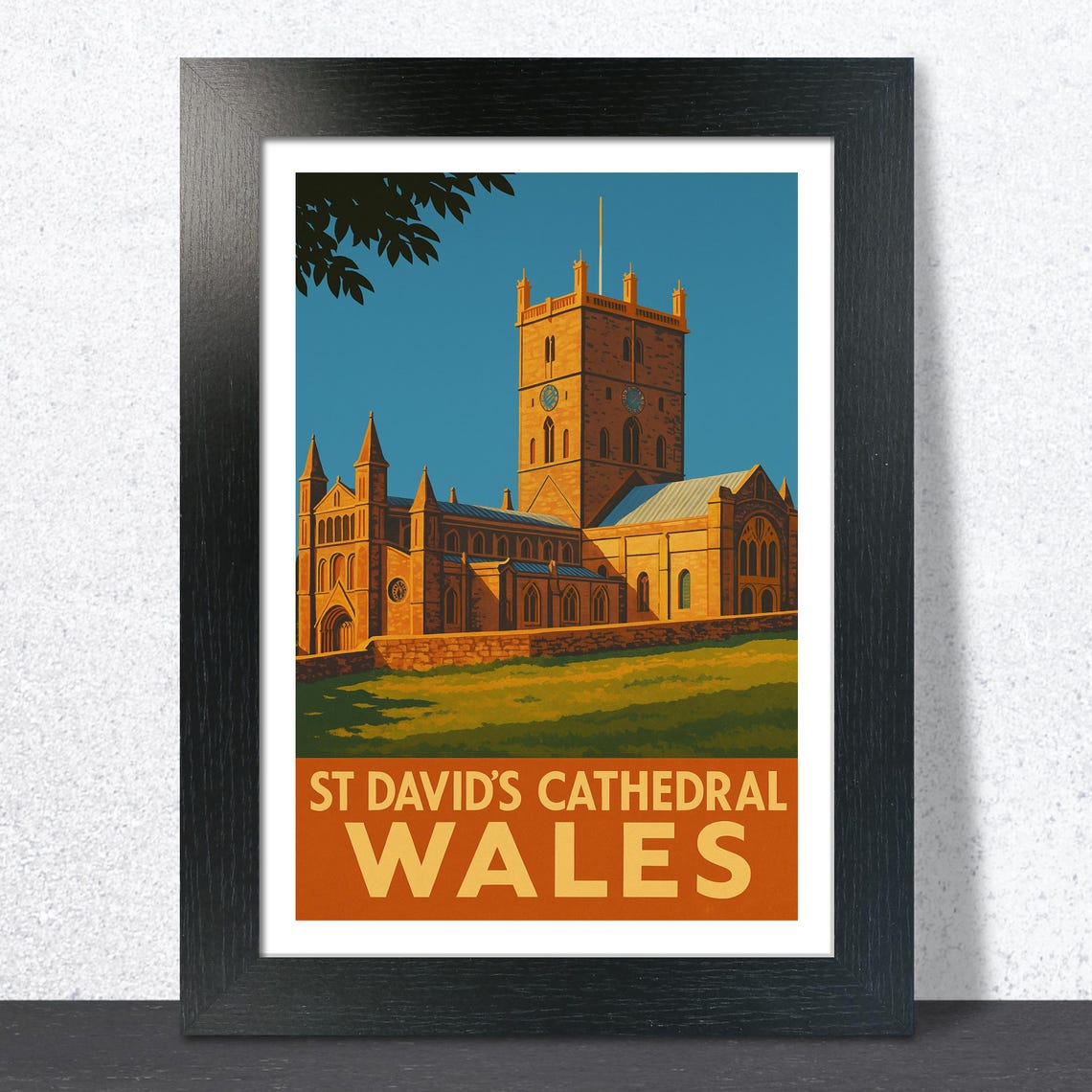 St Davids Cathedral At Sunset Wales Vintage Railway Travel Poster