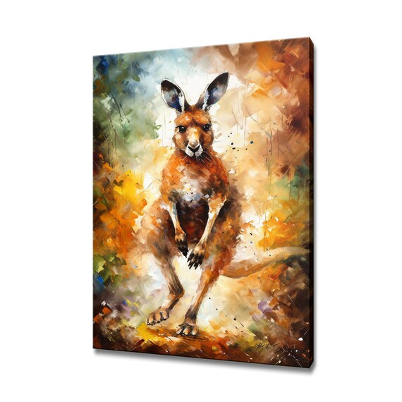 Red Kangaroo Portrait Painterly Wildlife Oil Painting Wall Art Poster