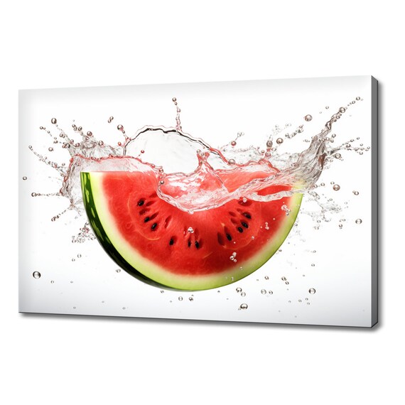 Watermelon Fruit Slice Splashing In Water Print Fruits Lover Gift Kitchen Restaurant Wall Art Print Colourful Fruits Wall Decor
