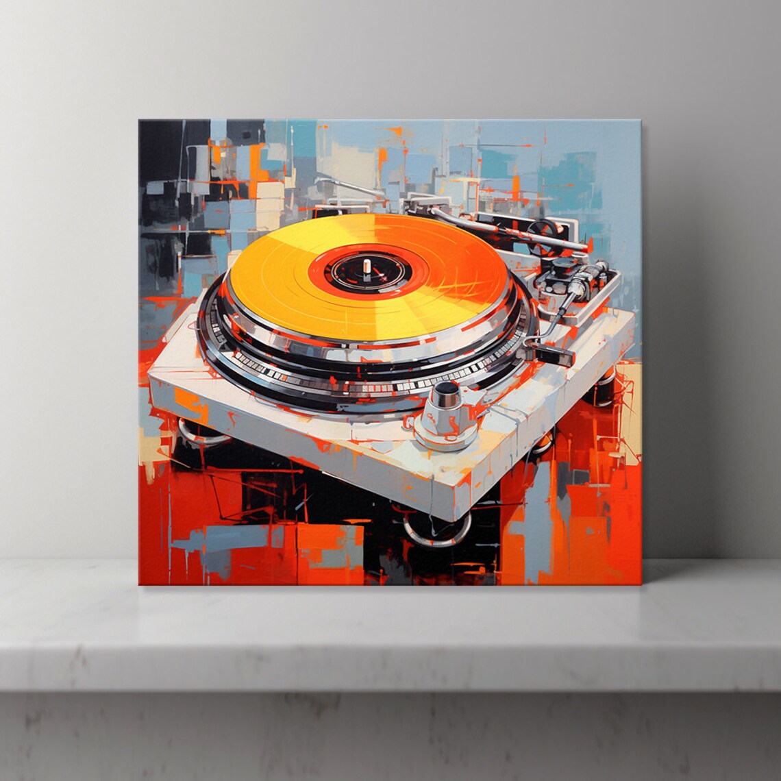 DJ Turntable Gold Vinyl Record Colorful Pop Art Music Studio Decor Wall Poster - Image 4