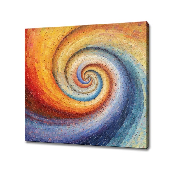 Abstract Psychedelic Rainbow Fibonacci Spiral Colourful Funky Print Fantasy Retro Design Art Print Surreal Groovy Abstract Wall Art