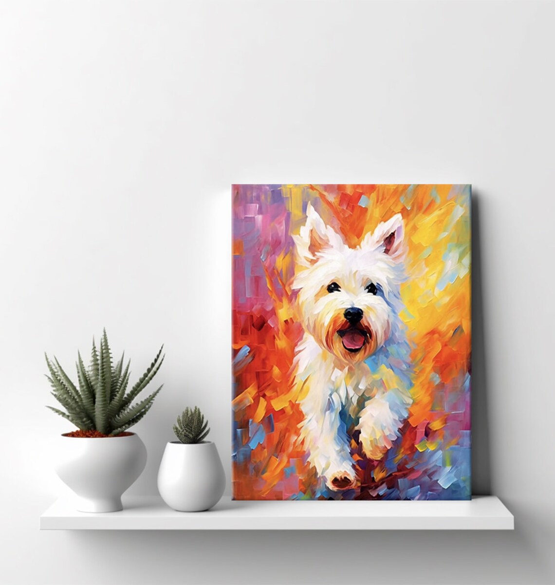 West Highland White Terrier Portrait, Colorful Art Print