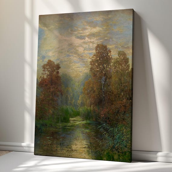 Sunset At The Lake Print Classic Painting Reproduction Wall Art Decor Home Dcor Masterpiece By Oscar Leu