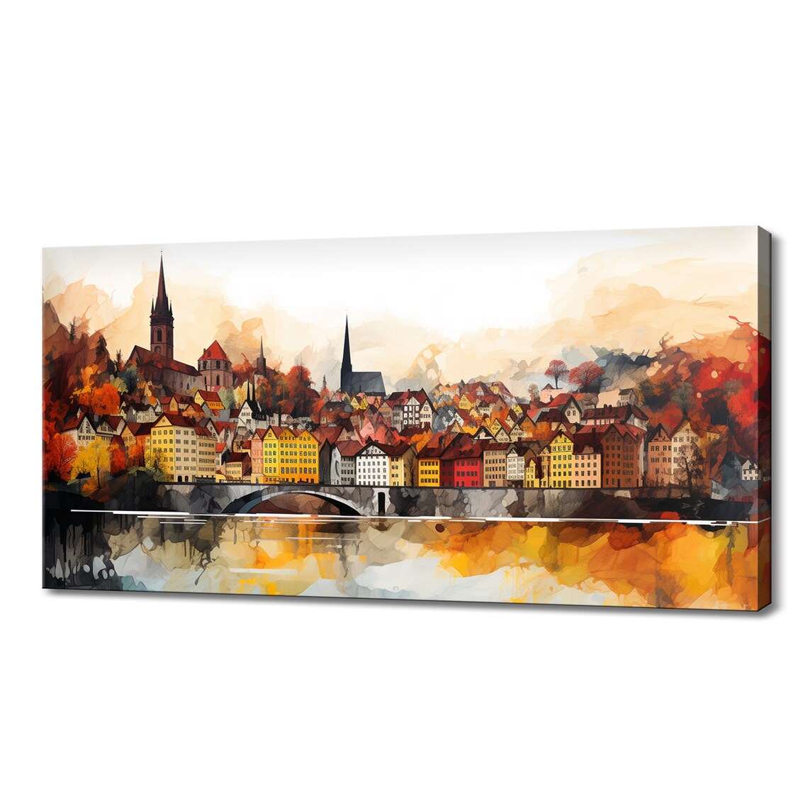 Bern Cityscape Watercolour Art Print, Switzerland Skyline