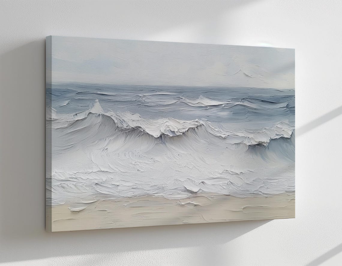 Stormy Sea Waves Vintage Oil Painting Print Countryside Moody Print Modern Living Room Wall Art Farmhouse Decor Art - Image 4