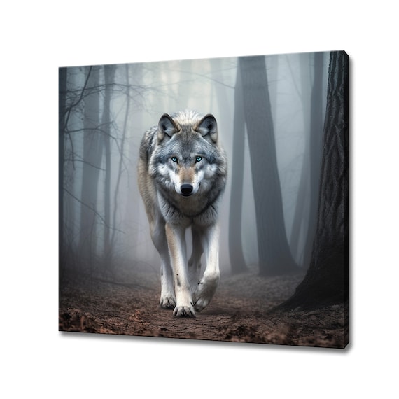 Grey Wolf Art Print, Customised Wildlife Wall Decor