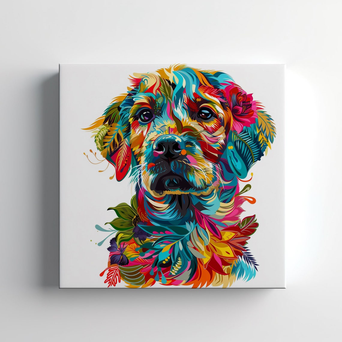 Colourful Floral Labrador Retriever Head Portrait Dog Poster - Image 4