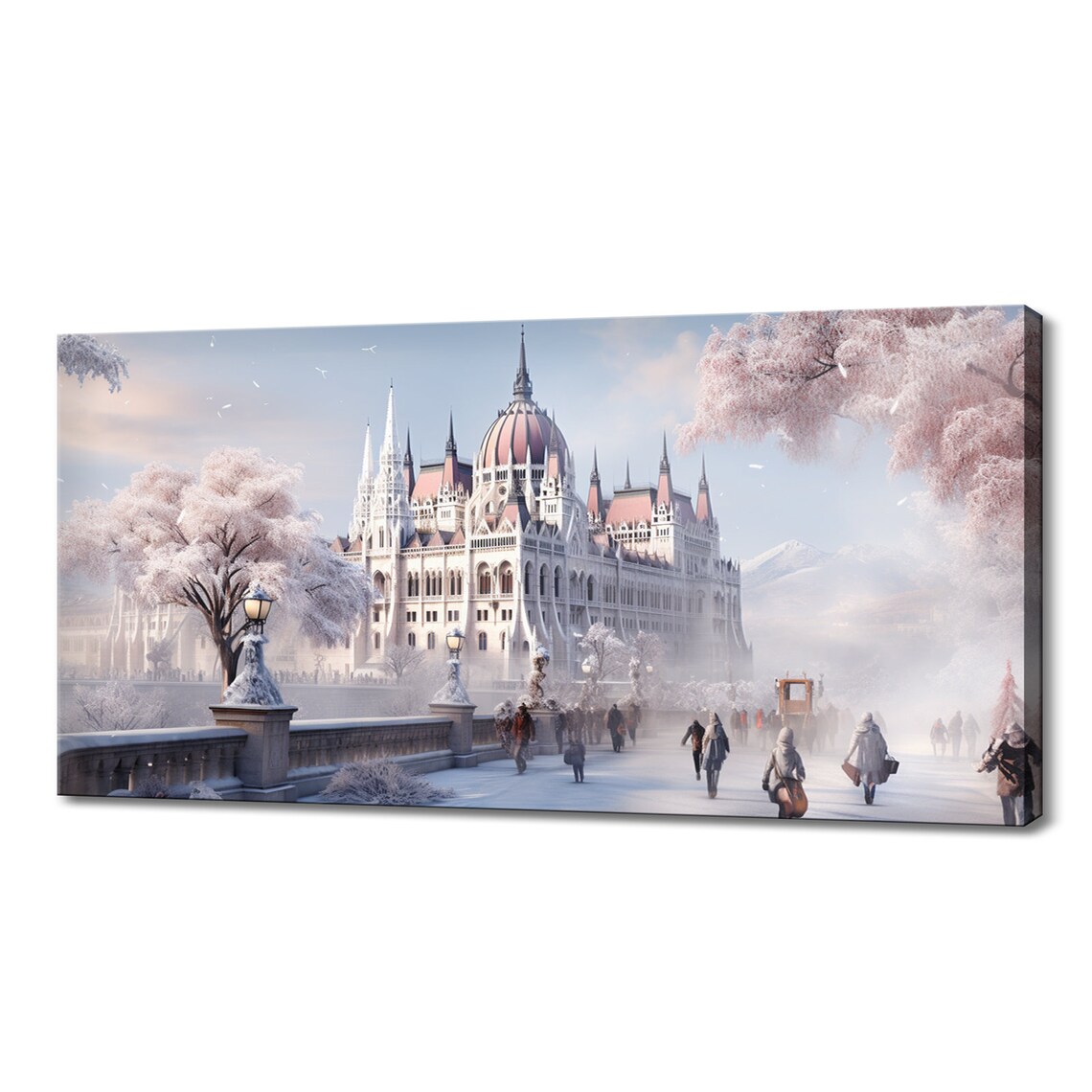 Budapest Hungary Parliament Building Winter Snow Travel Art Poster