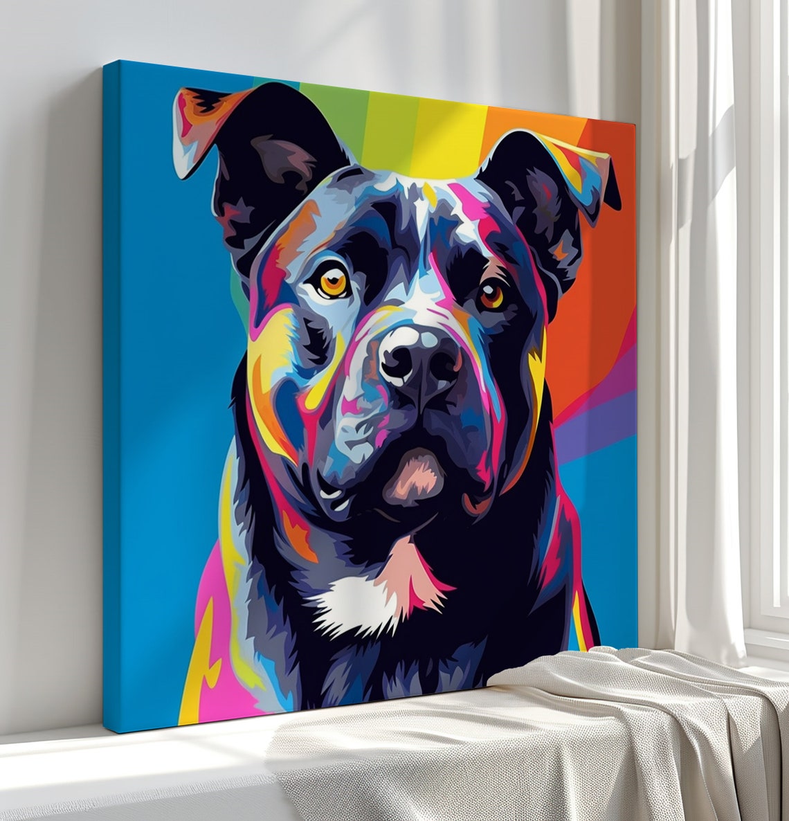 Staffordshire Bull Terrier Pop Art Colourful Dog Portrait Poster