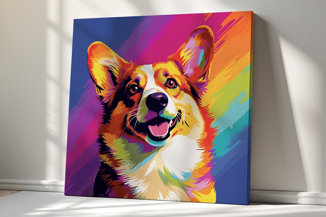 Corgi Dog Contemporary Wall Art Print, Dog Lovers