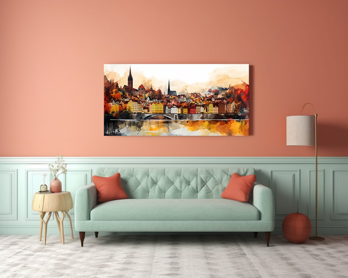Bern Cityscape Watercolour Art Print, Switzerland Skyline - Image 2