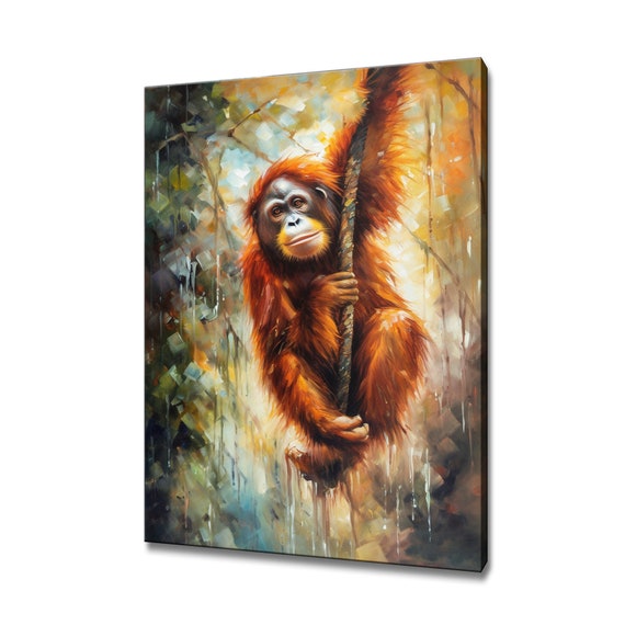 Portrait of an Orangutan Art Print, Animal Portrait