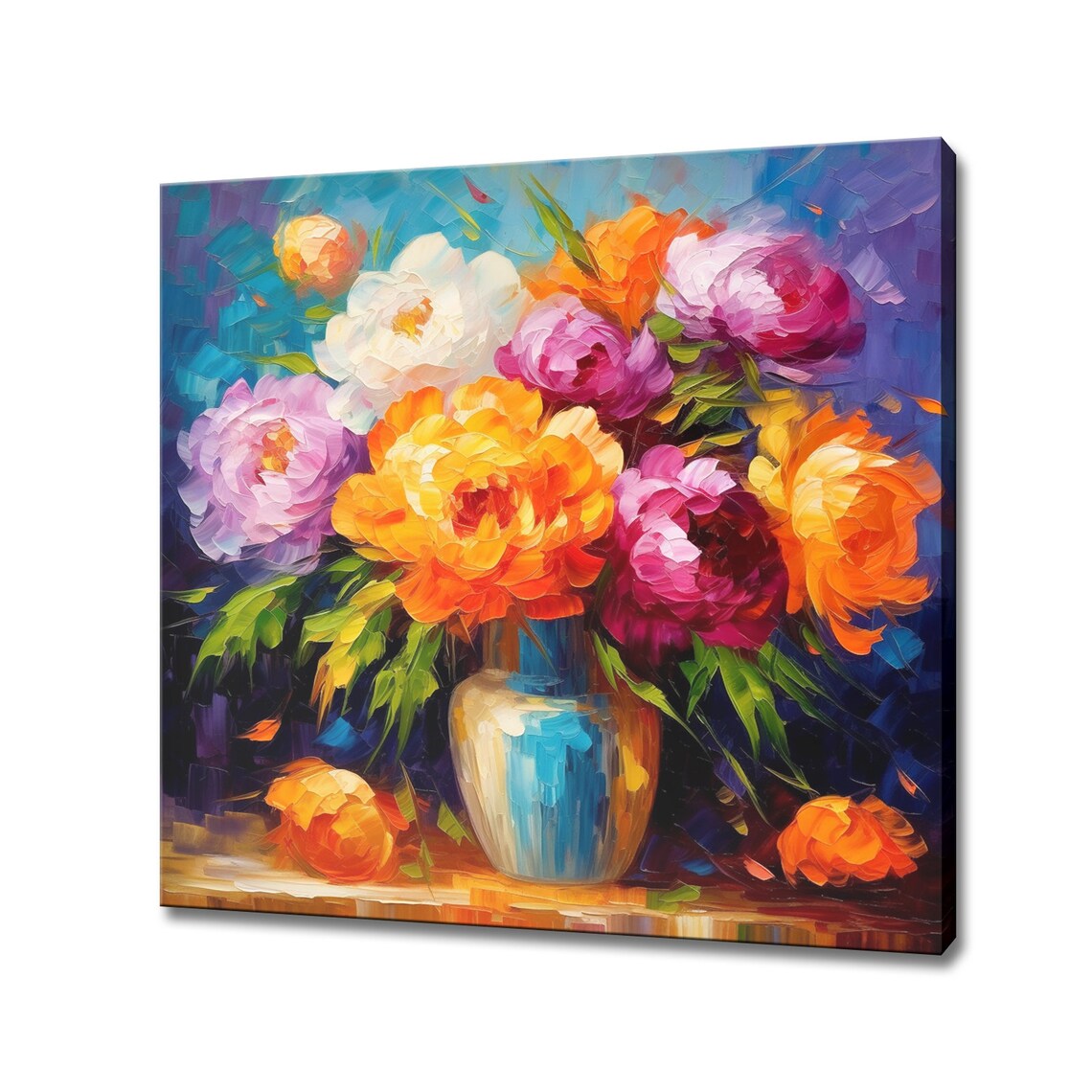 Peonies Oil-Painting Style Art Print, Modern Floral