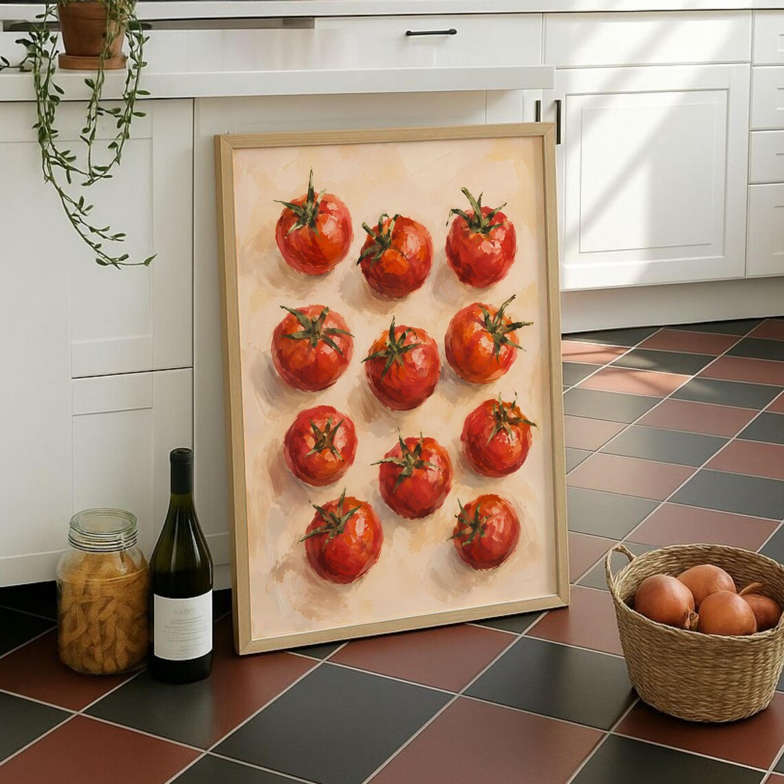 Ripe Red Tomato Kitchen Art Oil Painted Harvest Still Life Poster