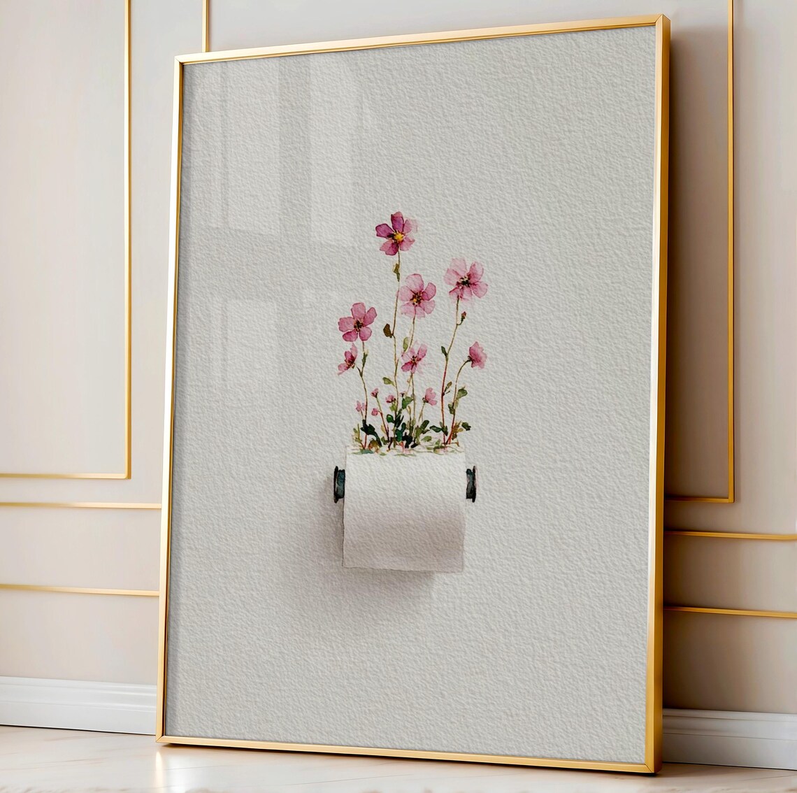 Tissue Holder Flower Print Watercolor Bathroom Art Print