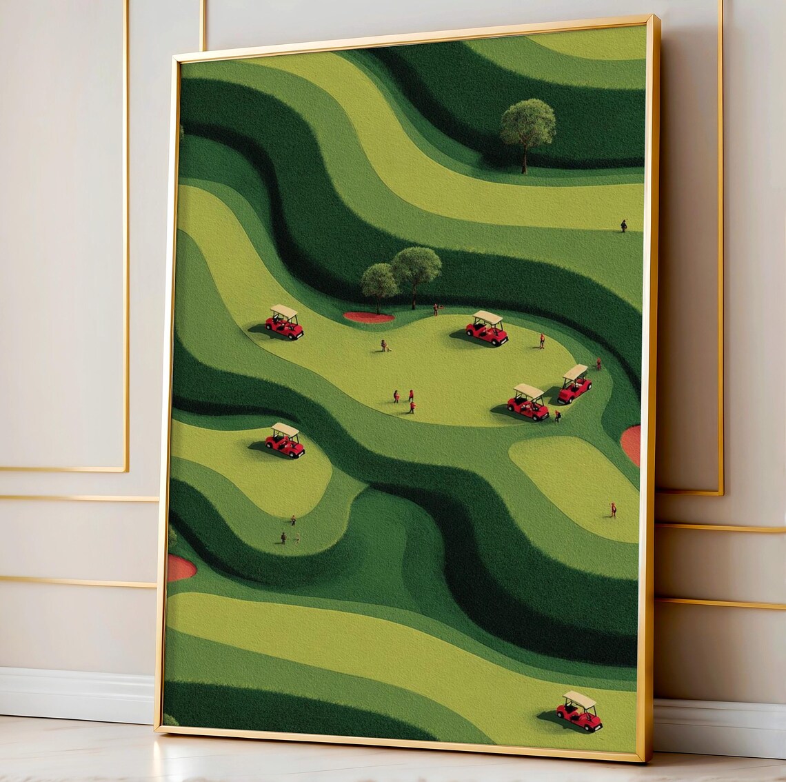 Putting Green Tiny Golfers Abstract Golf Poster
