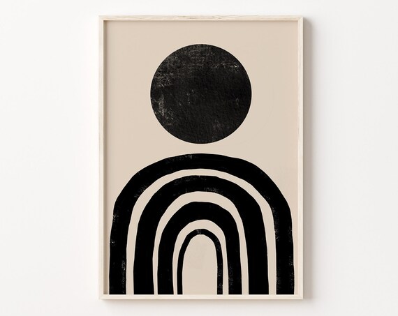 Arch Geometric Wall Art Beige Black Modern Poster Beige Boho Decor Print Wall Art Geometric Print Modern Arch Print