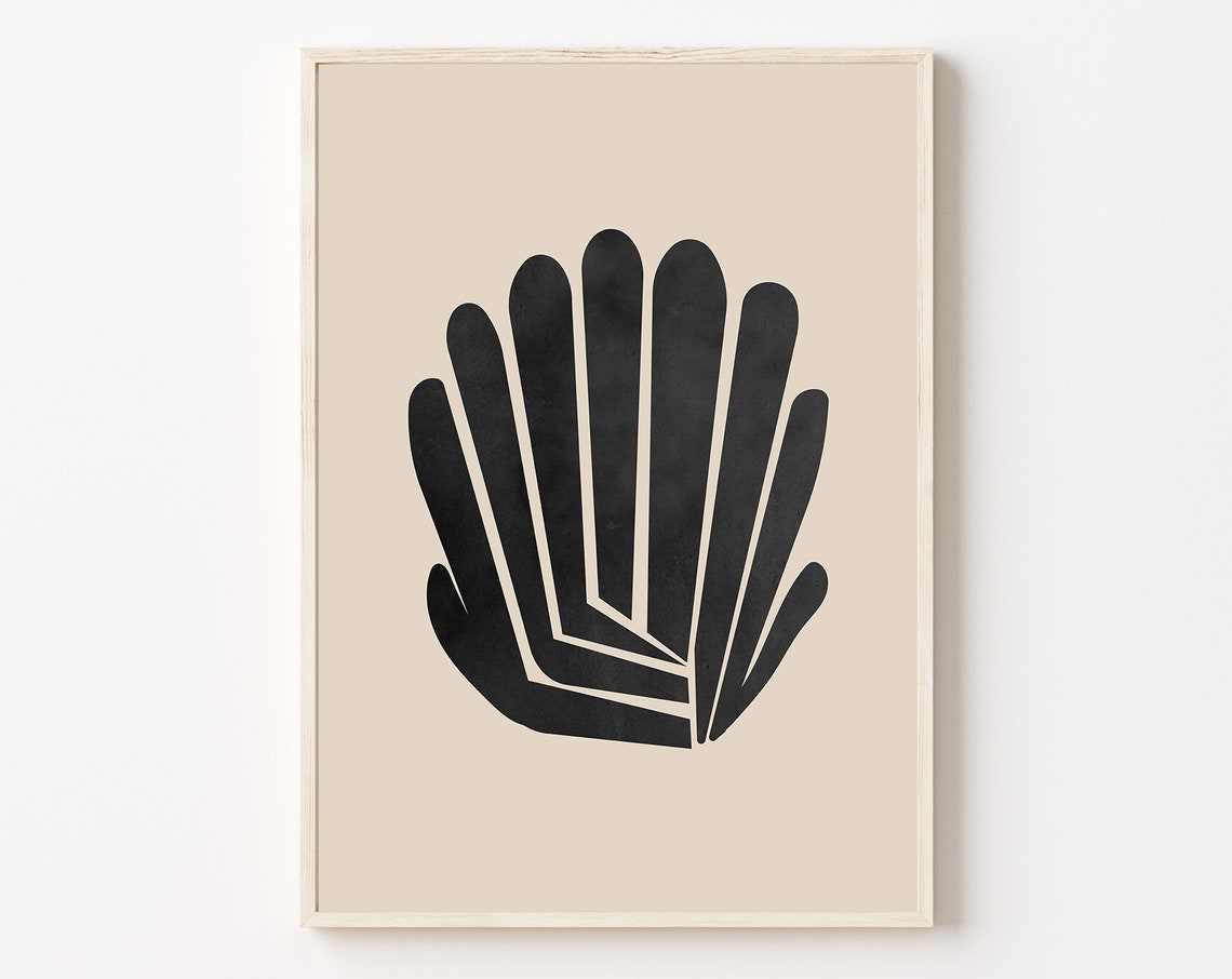 Black Shell Abstract Shape Beige Minimalist Modern Art Poster