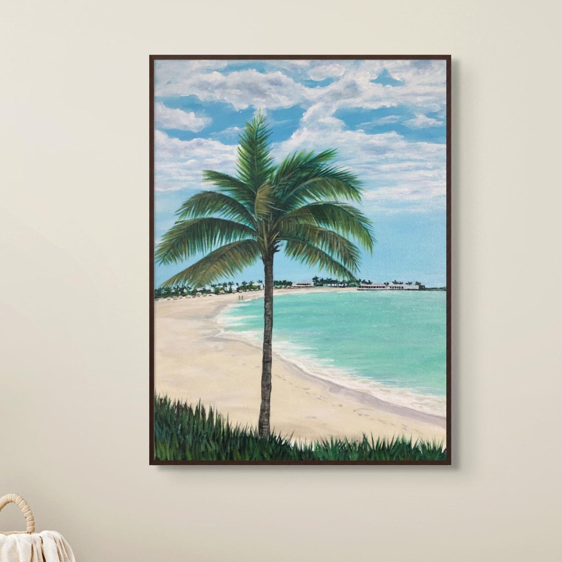 Tropical Palm Tree White Sand Beach Turquoise Ocean Summer Poster
