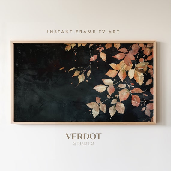 Fall Leaves Art Print, Dark Autumn Watercolour