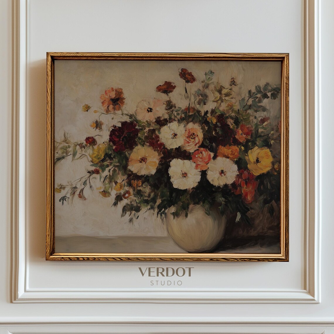 Fall Flowers Vintage Autumn Floral Vase Art Print - Image 3