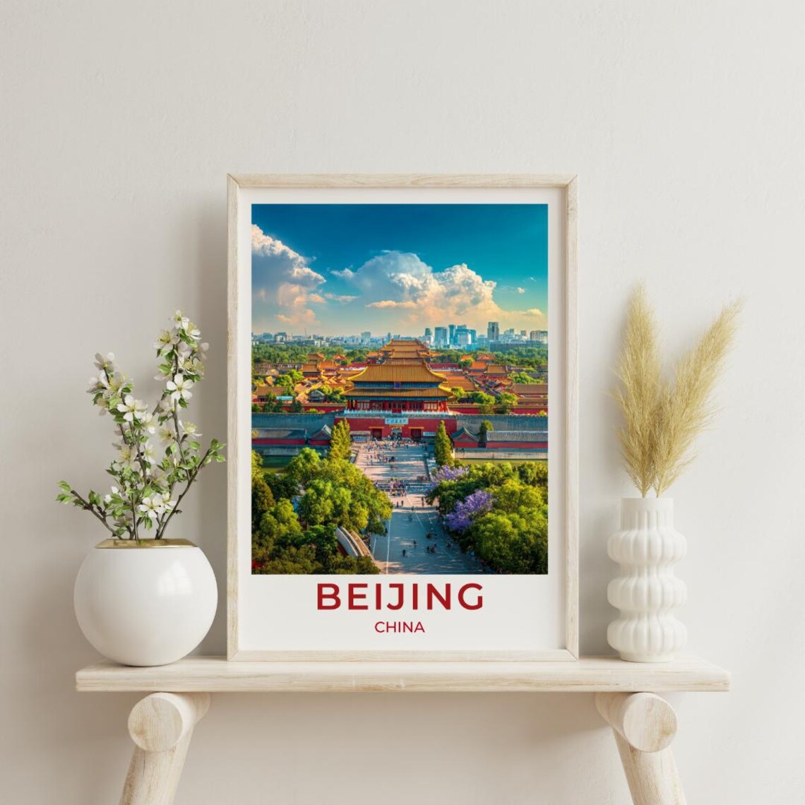 Beijing Travel Poster, Vintage Style Scenic Art